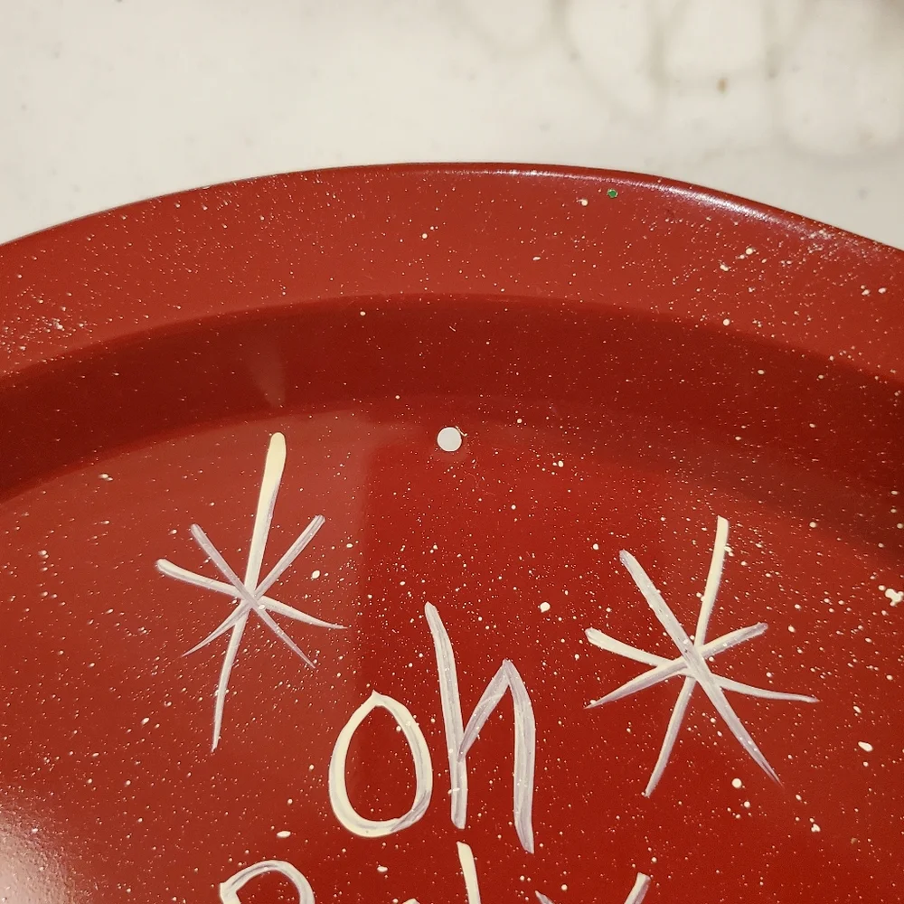 13" Baby it's Cold Out Handmade Tray Red Christmas Holiday Tin OOAK - Picture 2 of 6